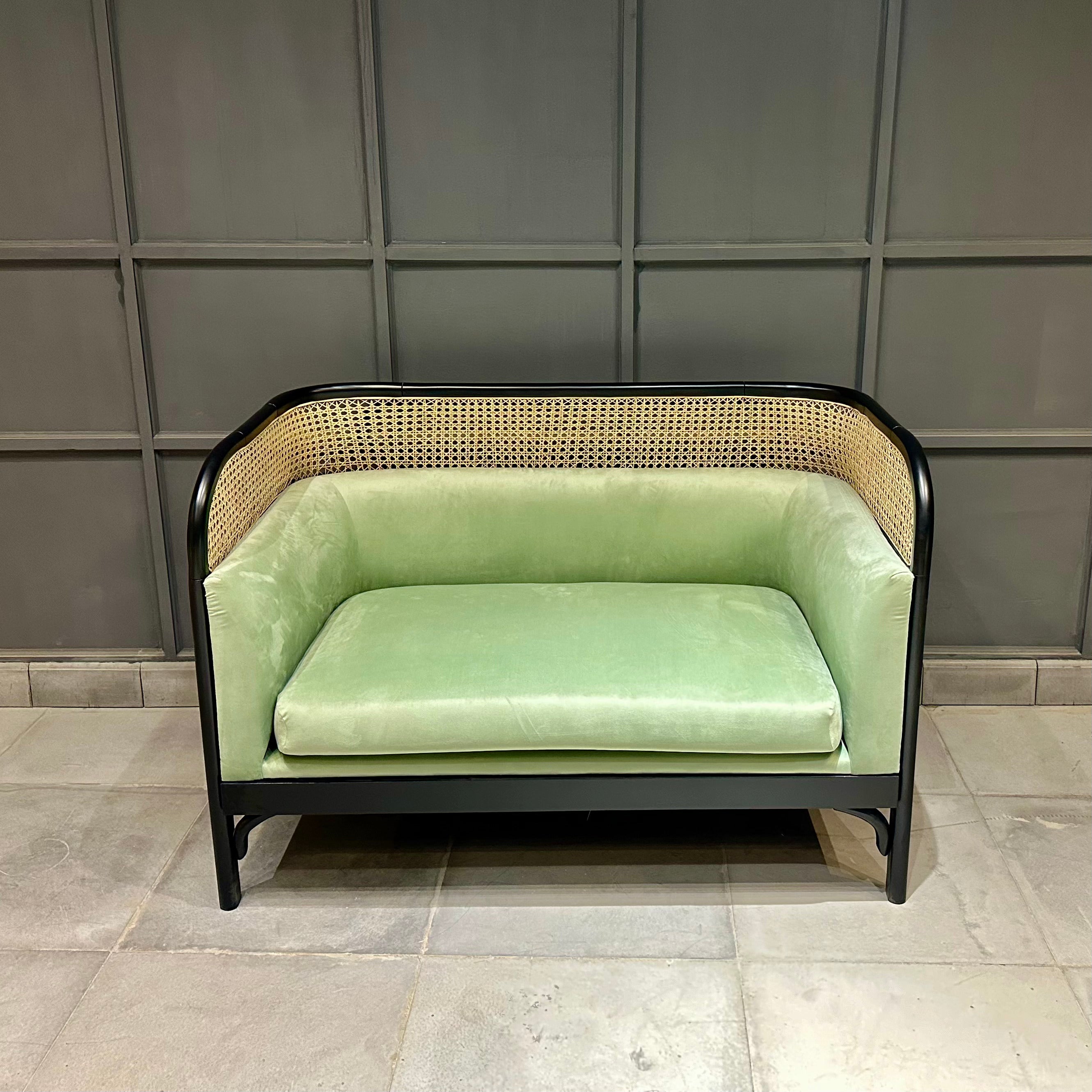 Curved Cane Sofa Two Seater