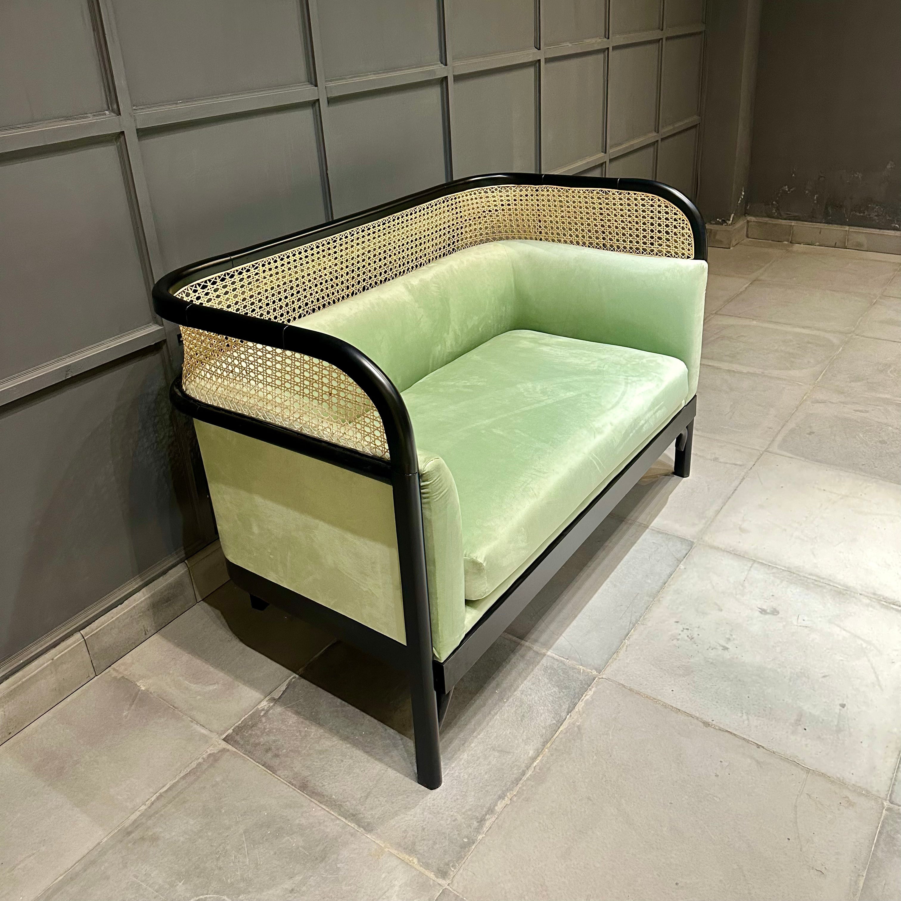 Curved Cane Sofa Two Seater